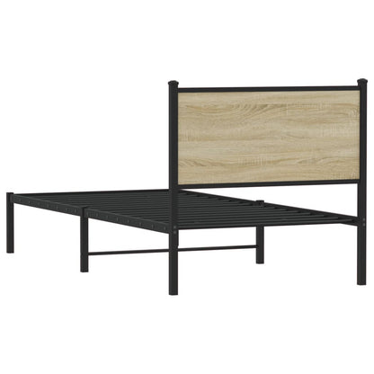 Metal Bed Frame without Mattress Sonoma Oak 90x190 cm Single