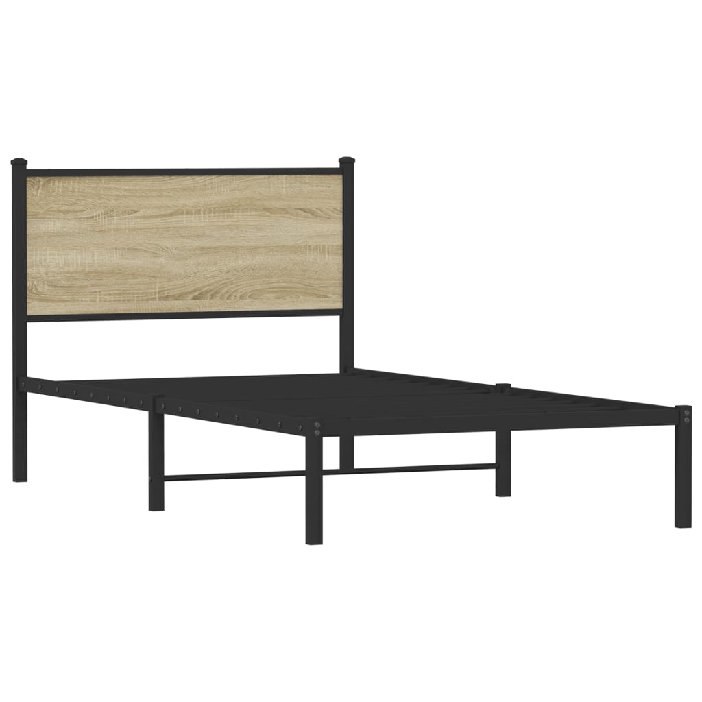 Metal Bed Frame without Mattress Sonoma Oak 100x200 cm