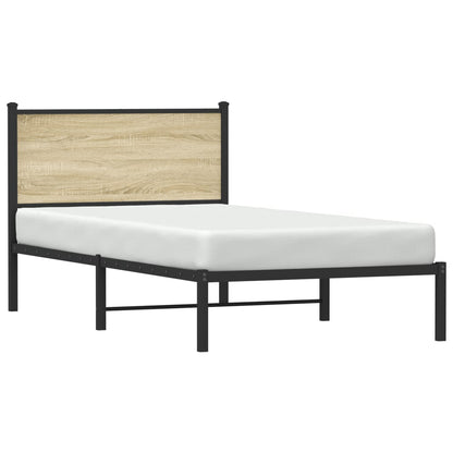 Metal Bed Frame without Mattress Sonoma Oak 100x200 cm