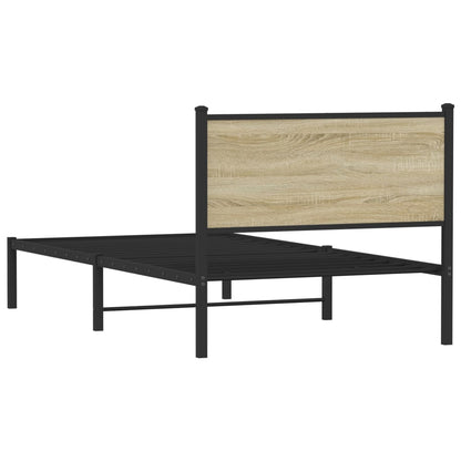 Metal Bed Frame without Mattress Sonoma Oak 100x200 cm