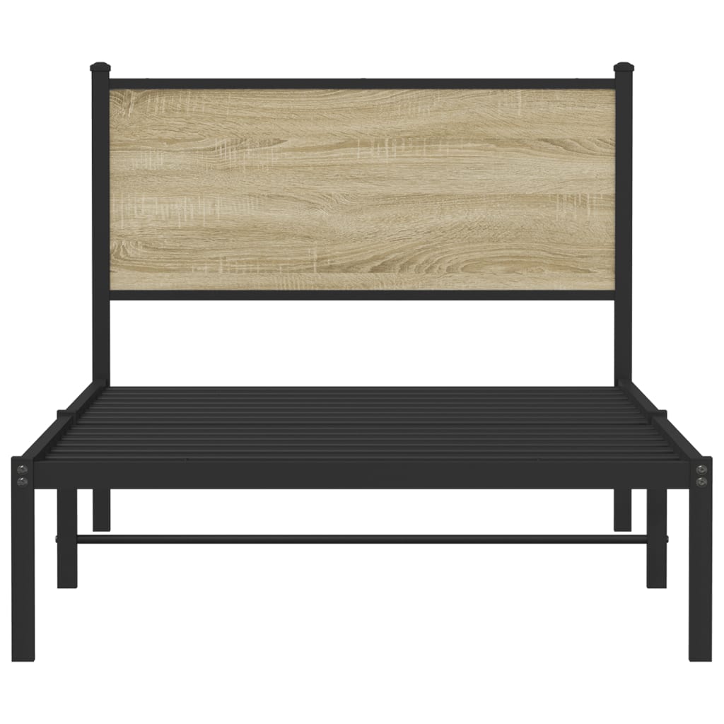 Metal Bed Frame without Mattress Sonoma Oak 107x203 cm