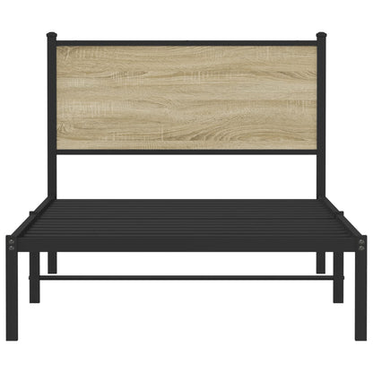 Metal Bed Frame without Mattress Sonoma Oak 107x203 cm
