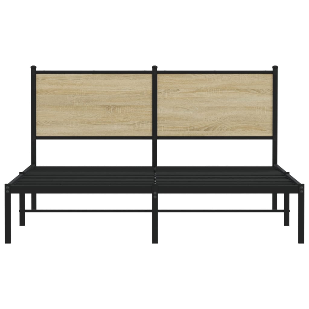 Metal Bed Frame without Mattress Sonoma Oak 137x190 cm