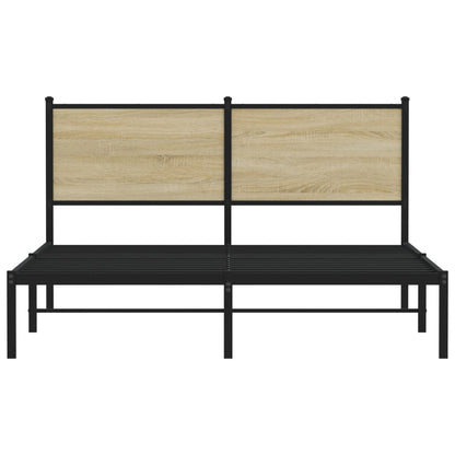 Metal Bed Frame without Mattress Sonoma Oak 140x200 cm