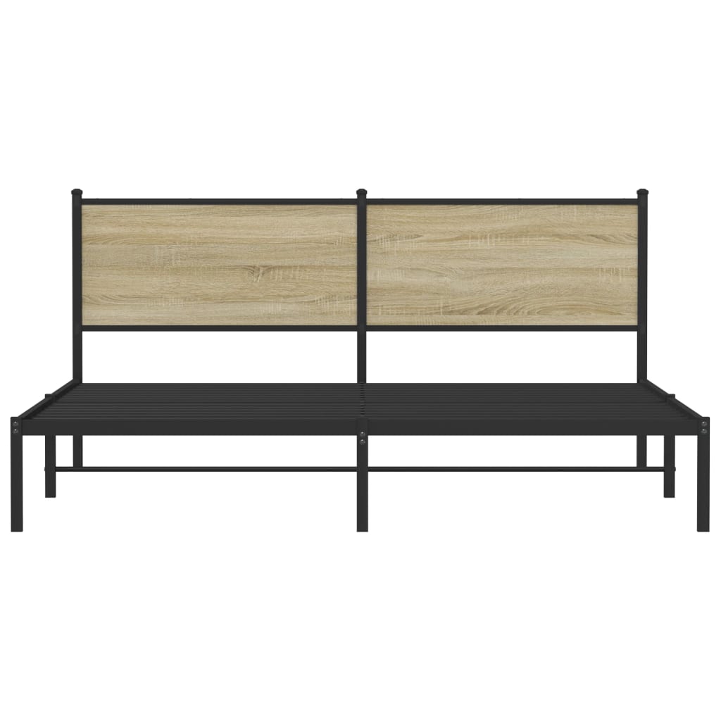 Metal Bed Frame without Mattress Sonoma Oak 160x200 cm