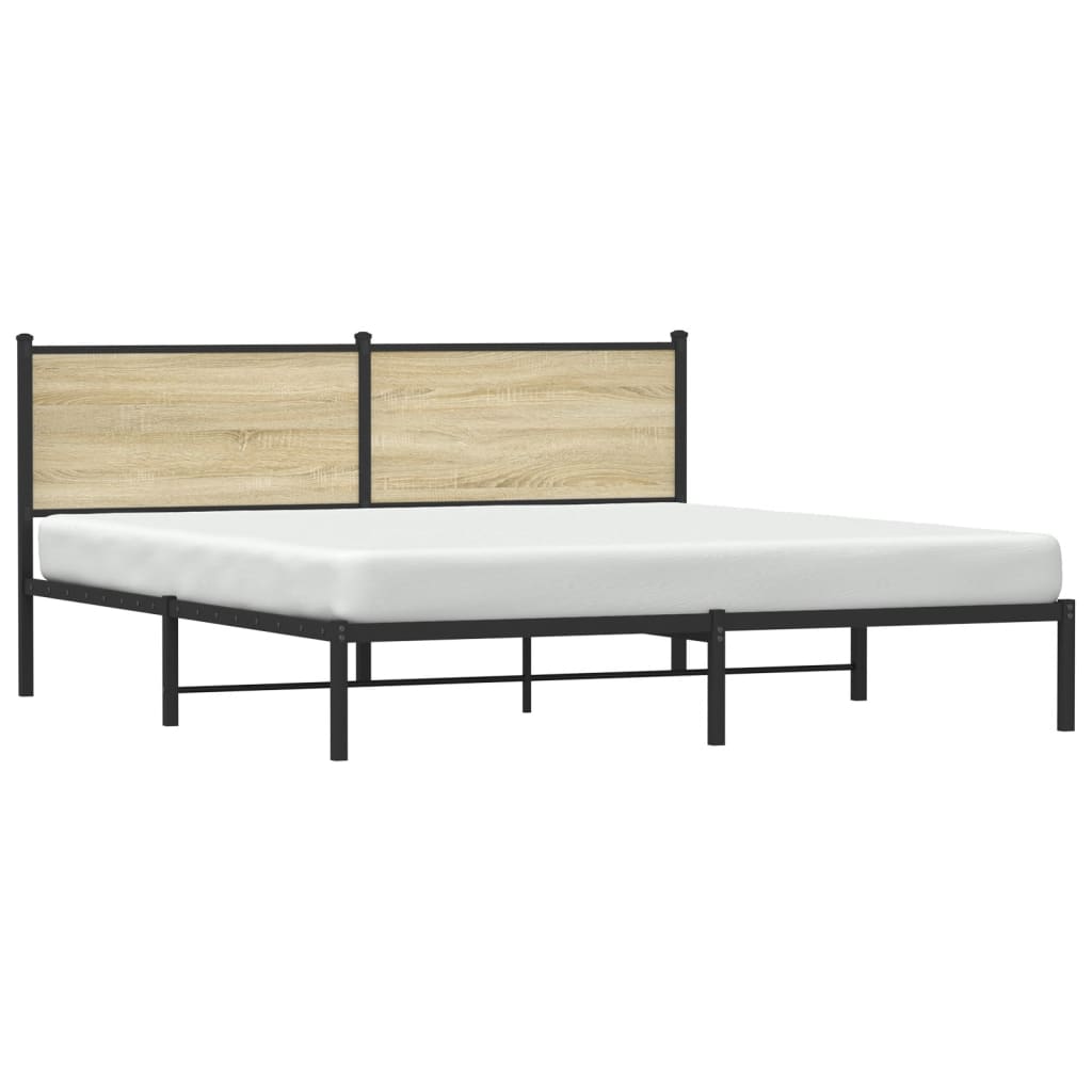 Metal Bed Frame without Mattress Sonoma Oak 183x213 cm