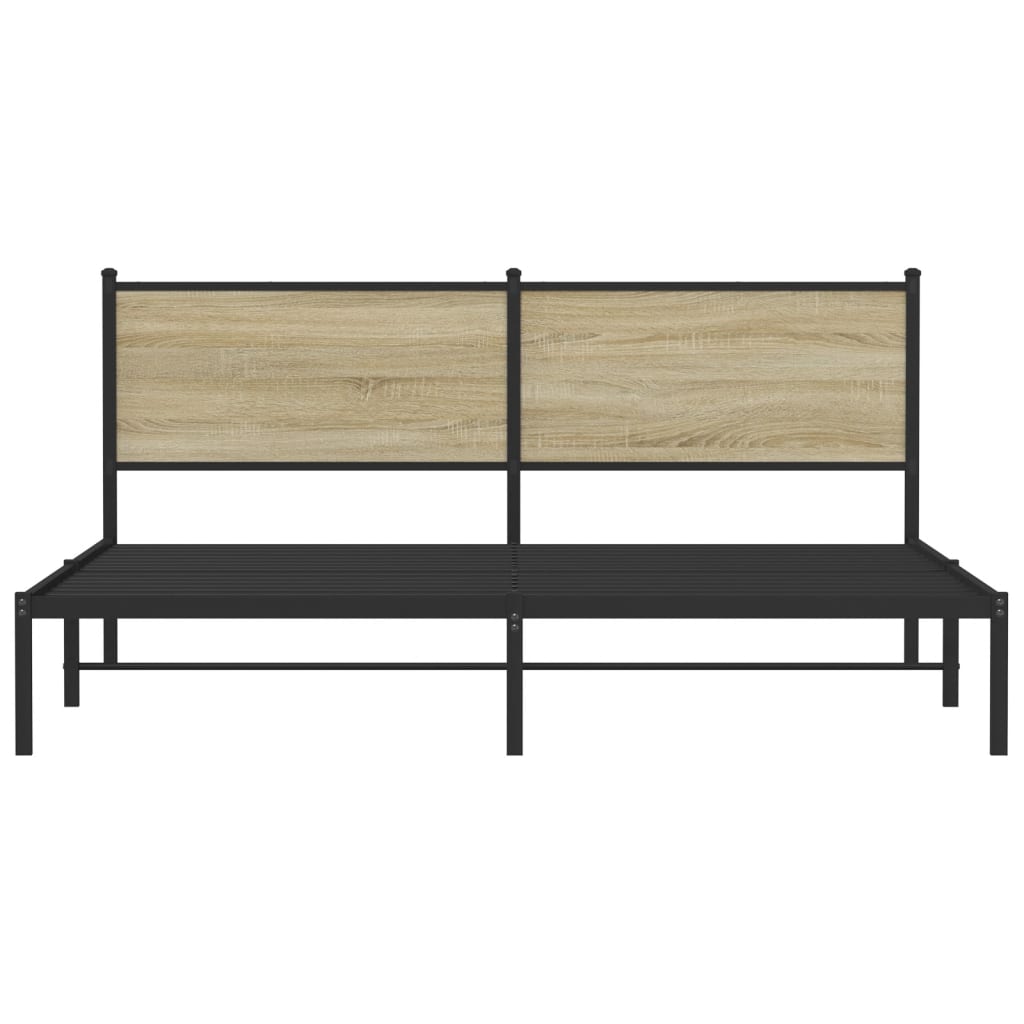 Metal Bed Frame without Mattress Sonoma Oak 183x213 cm