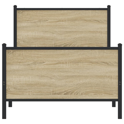 Metal Bed Frame without Mattress Sonoma Oak 75x190 cm Small Single