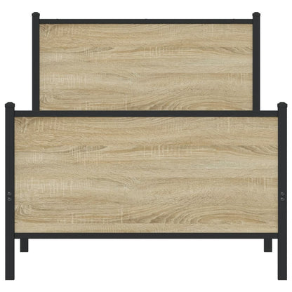 Metal Bed Frame without Mattress Sonoma Oak 90x200 cm