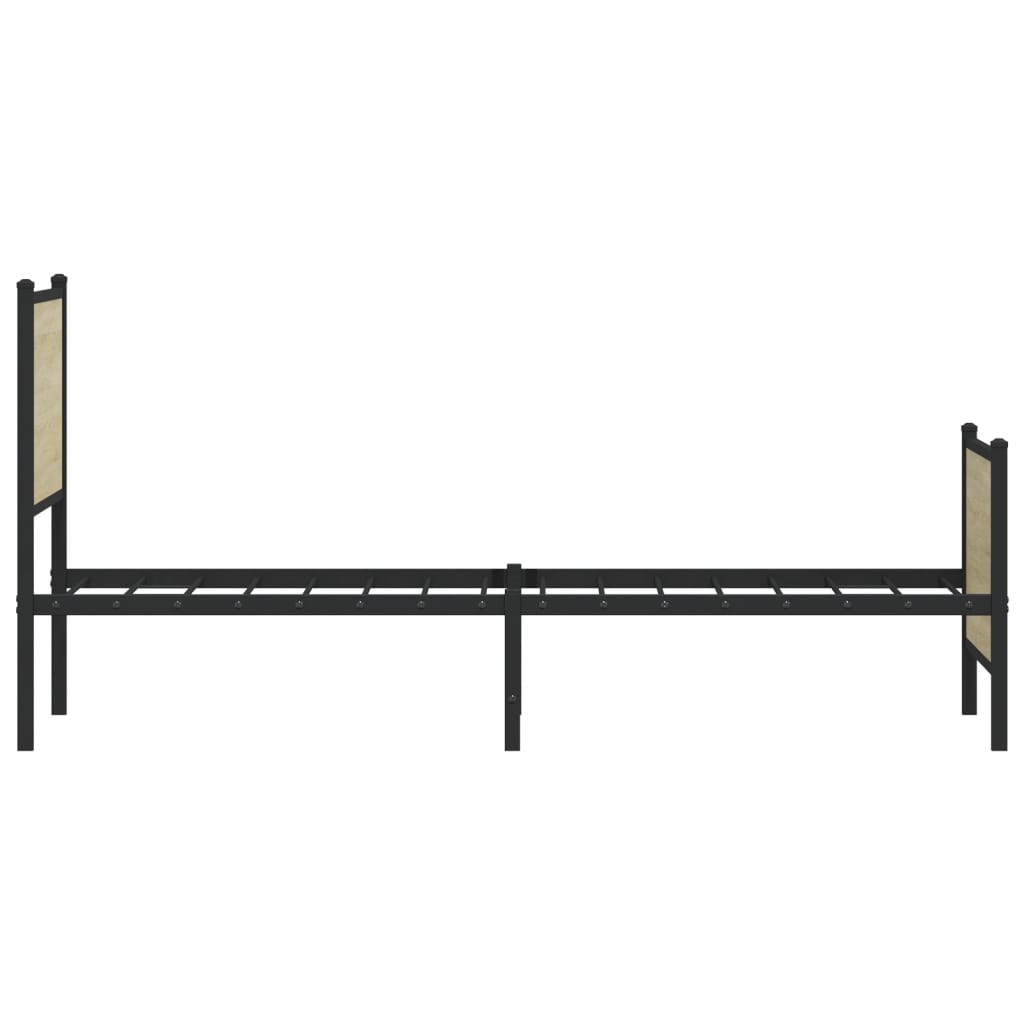Metal Bed Frame without Mattress Sonoma Oak 100x190 cm
