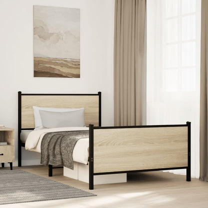 Metal Bed Frame without Mattress Sonoma Oak 100x190 cm