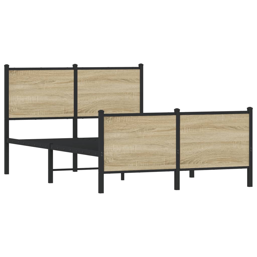 Metal Bed Frame without Mattress Sonoma Oak 120x200 cm