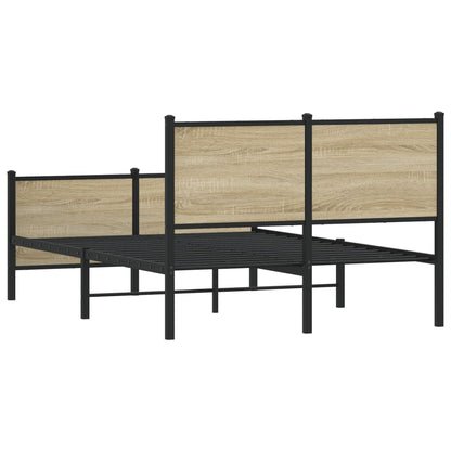 Metal Bed Frame without Mattress Sonoma Oak 120x200 cm
