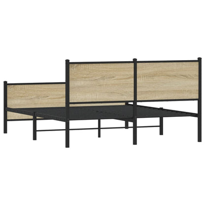 Metal Bed Frame without Mattress Sonoma Oak 137x190 cm