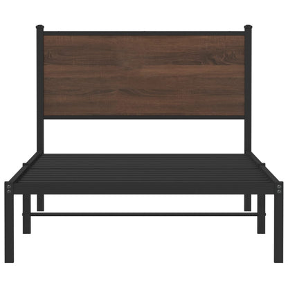 Metal Bed Frame without Mattress Brown Oak 100x200 cm