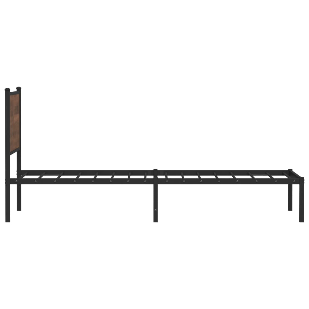 Metal Bed Frame without Mattress Brown Oak 107x203 cm