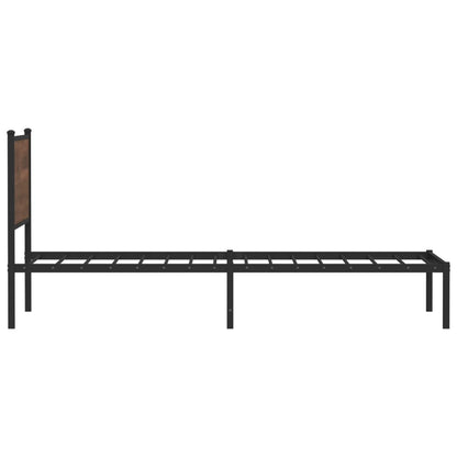 Metal Bed Frame without Mattress Brown Oak 107x203 cm