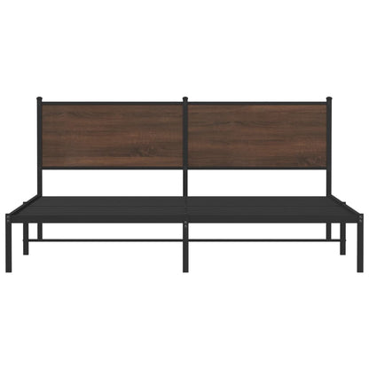 Metal Bed Frame without Mattress Brown Oak 160x200 cm