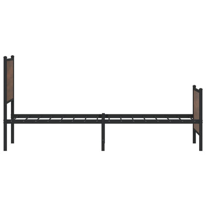 Metal Bed Frame without Mattress Brown Oak 75x190 cm Small Single