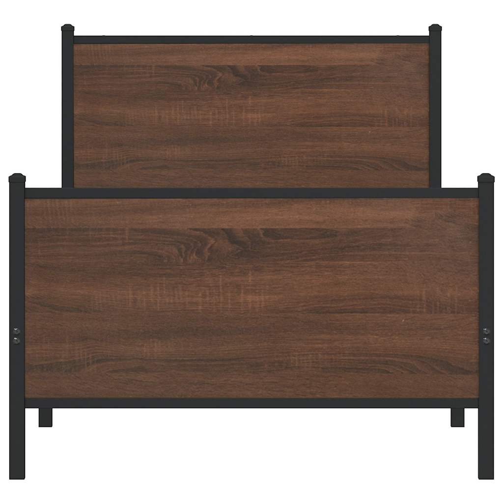 Metal Bed Frame without Mattress Brown Oak 80x200 cm