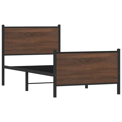 Metal Bed Frame without Mattress Brown Oak 100x200 cm