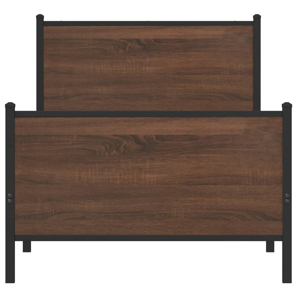 Metal Bed Frame without Mattress Brown Oak 100x200 cm