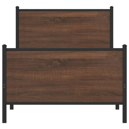 Metal Bed Frame without Mattress Brown Oak 100x200 cm