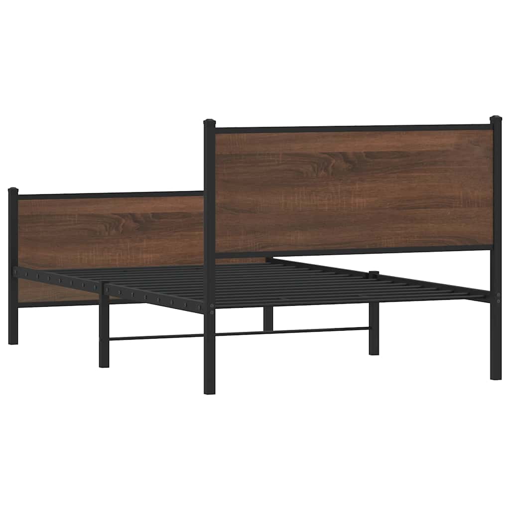 Metal Bed Frame without Mattress Brown Oak 100x200 cm