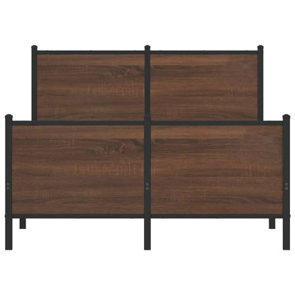 Metal Bed Frame without Mattress Brown Oak 120x190 cm Small Double