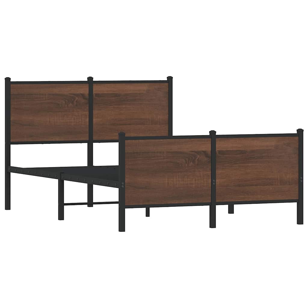 Metal Bed Frame without Mattress Brown Oak 120x200 cm