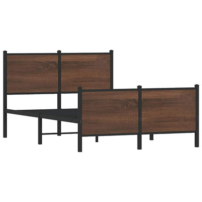 Metal Bed Frame without Mattress Brown Oak 120x200 cm