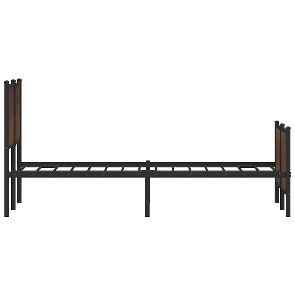 Metal Bed Frame without Mattress Brown Oak 120x200 cm