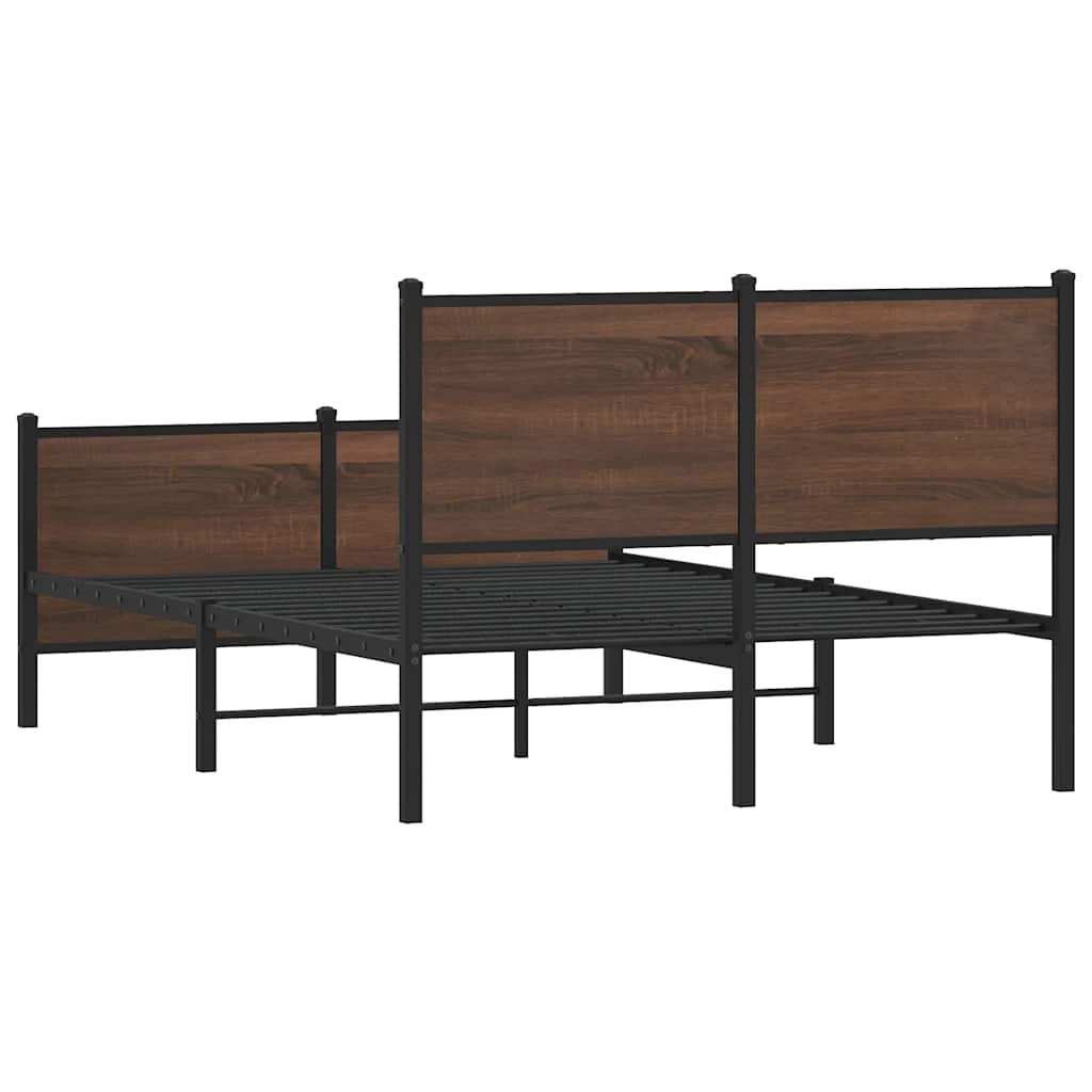 Metal Bed Frame without Mattress Brown Oak 120x200 cm