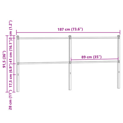 Replace Headboard Brown Oak 180 cm Engineered Wood and Steel