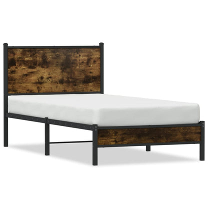 Metal Bed Frame without Mattress Smoked Oak  75x190 cm Small Single