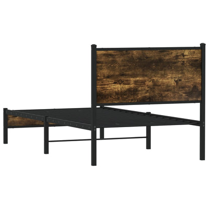 Metal Bed Frame without Mattress Smoked Oak  75x190 cm Small Single