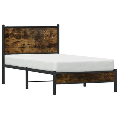 Metal Bed Frame without Mattress Smoked Oak 80x200 cm