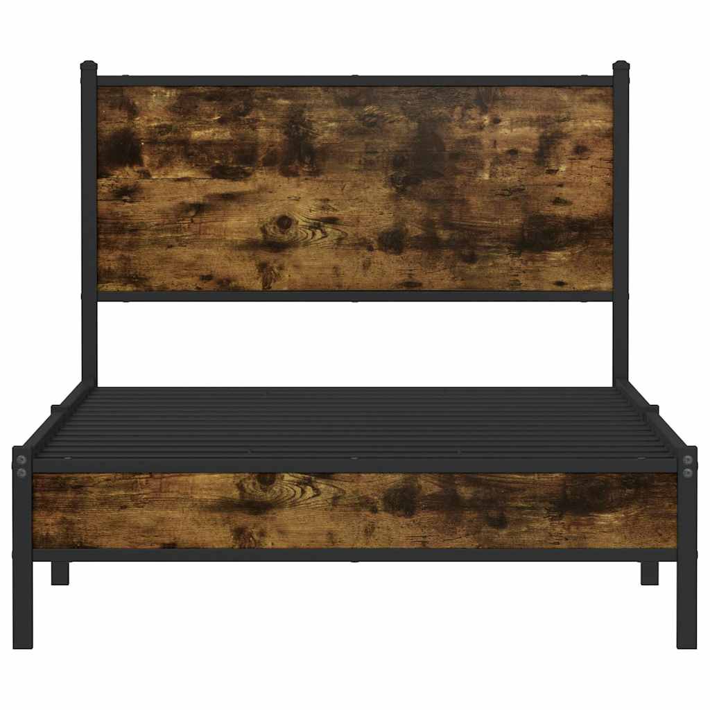 Metal Bed Frame without Mattress Smoked Oak 100x200 cm