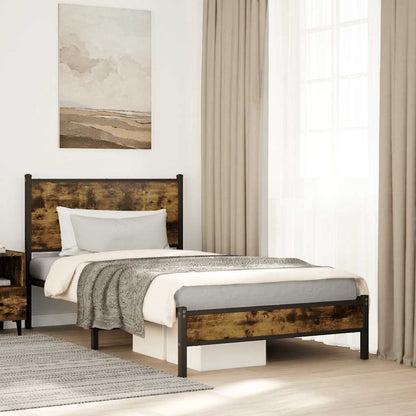 Metal Bed Frame without Mattress Smoked Oak 100x200 cm