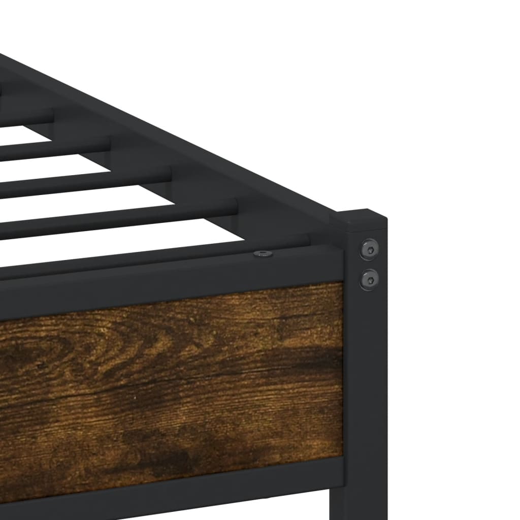 Metal Bed Frame without Mattress Smoked Oak 137x190 cm