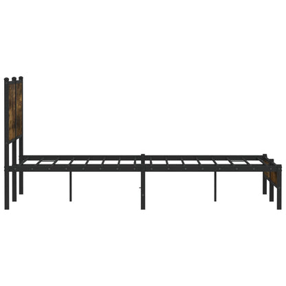 Metal Bed Frame without Mattress Smoked Oak 140x190 cm