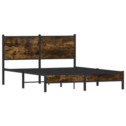 Metal Bed Frame without Mattress Smoked Oak 140x200 cm