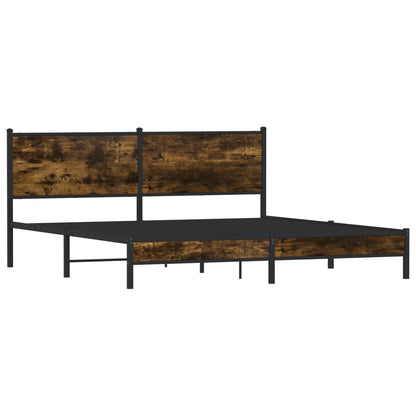 Metal Bed Frame without Mattress Smoked Oak 160x200 cm