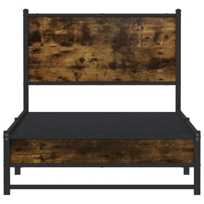 Metal Bed Frame without Mattress Smoked Oak  75x190 cm Small Single