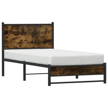 Metal Bed Frame without Mattress Smoked Oak 90x190 cm Single