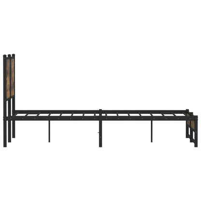 Metal Bed Frame without Mattress Smoked Oak 120x190 cm Small Double