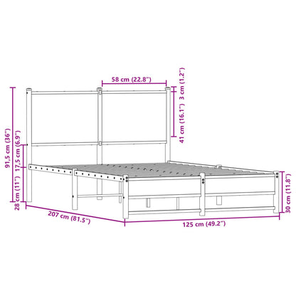 Metal Bed Frame without Mattress Smoked Oak 120x200 cm