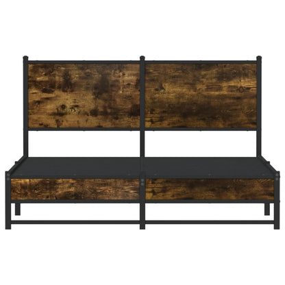 Metal Bed Frame without Mattress Smoked Oak 140x190 cm