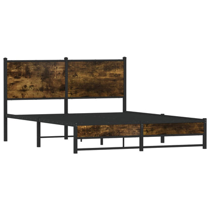 Metal Bed Frame without Mattress Smoked Oak 140x200 cm