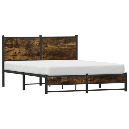 Metal Bed Frame without Mattress Smoked Oak 140x200 cm